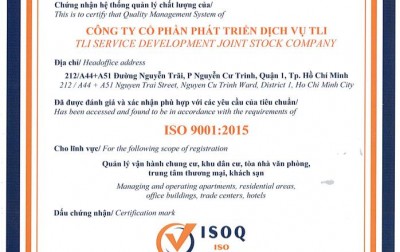 CHỨNG NHẬN ISO 9001:2015 VỀ LĨNH VỰC QUẢN LÝ VẬN HÀNH TÒA NHÀ